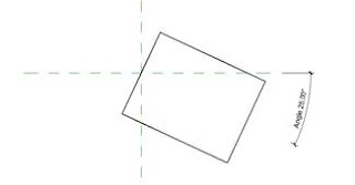 The finished family instance rotated about the origin, with an angular dimension reading Angle 25.00 degrees driven by the parameter